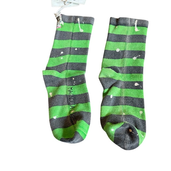 Magnolia Pearl Art Class Socks Paint Splatter Wicked Green Stripe One Size NWT - Picture 6 of 8